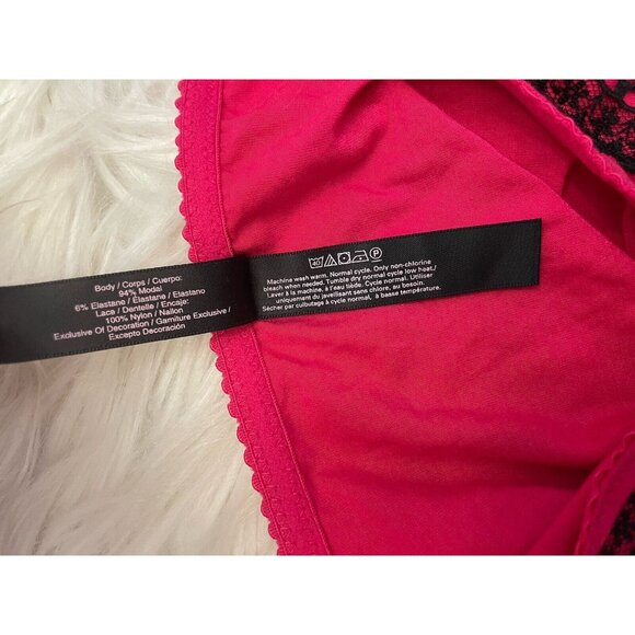 Victoria’s Secret Size Small‎ Pink Black Lace Bow Stretch Gown Neglige Slip Sexy - Picture 5 of 7